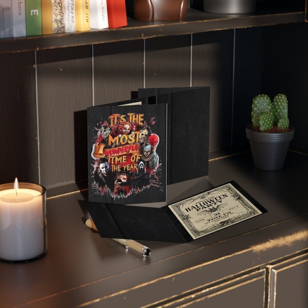 Custom Handmade Halloween Party Invitation Cards Black Red 25 Count